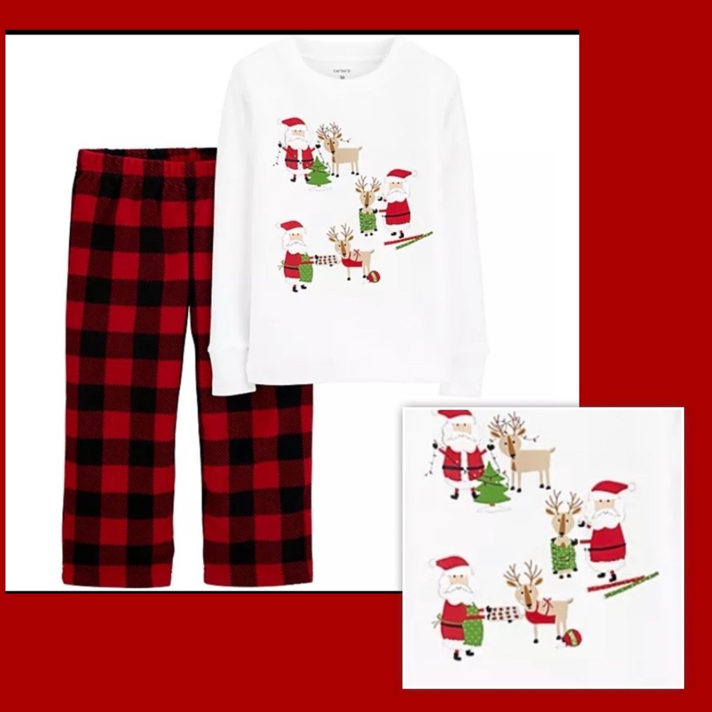 3T Carter’s NWT in bag, 2 piece outfit. Fleece pants buffalo plaid with warm top